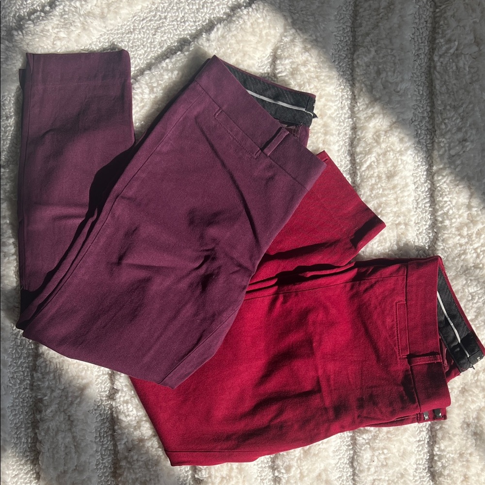 Banana Republic Factory Straight Leg Pants in Plum and Crimson
